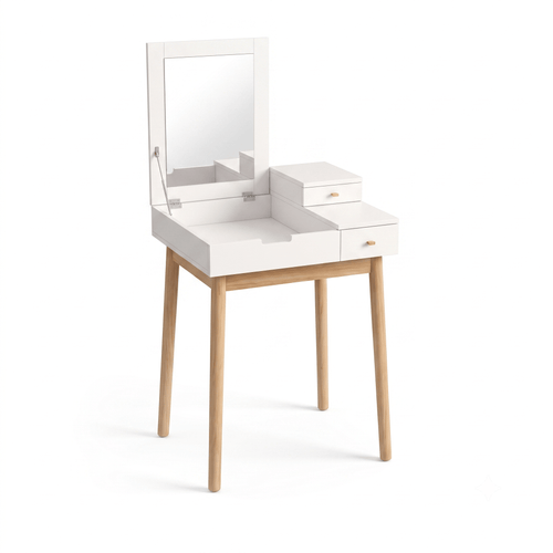 Bureau-Coiffeuse Iris 2-en-1 avec Miroir Inclinable - majoliecoiffeuse