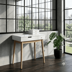 Bureau-Coiffeuse Iris 2-en-1 avec Miroir Inclinable - majoliecoiffeuse