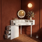 Coiffeuse d'Angle Capucine avec Miroir LED Rotatif