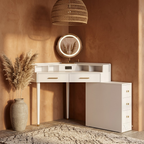 Coiffeuse d'Angle Capucine avec Miroir LED Rotatif