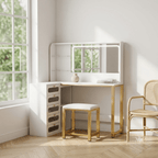 Coiffeuse d'Angle Margaux avec Miroir LED et Tabouret - majoliecoiffeuse
