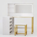 Coiffeuse d'Angle Margaux avec Miroir LED et Tabouret - majoliecoiffeuse