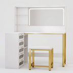 Coiffeuse d'Angle Margaux avec Miroir LED et Tabouret - majoliecoiffeuse