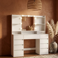 Coiffeuse Kailyn avec Miroir LED - Meuble Coiffeuse 9 Tiroirs