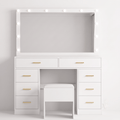 Coiffeuse Lumia — Miroir LED, Tiroirs XXL et Tabouret Assorti - majoliecoiffeuse