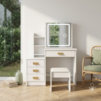 Coiffeuse Mia — Miroir Amovible, Rangements et Tabouret
