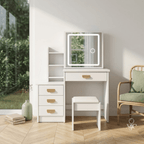 Coiffeuse Mia — Miroir Amovible, Rangements et Tabouret - majoliecoiffeuse