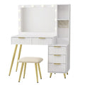 Coiffeuse Opale avec Miroir LED, Loupe 10x et Tabouret - majoliecoiffeuse